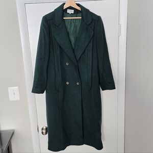 John Weitz Vintage 100% Wool Long Double Breasted Emerald Green Womens Coat